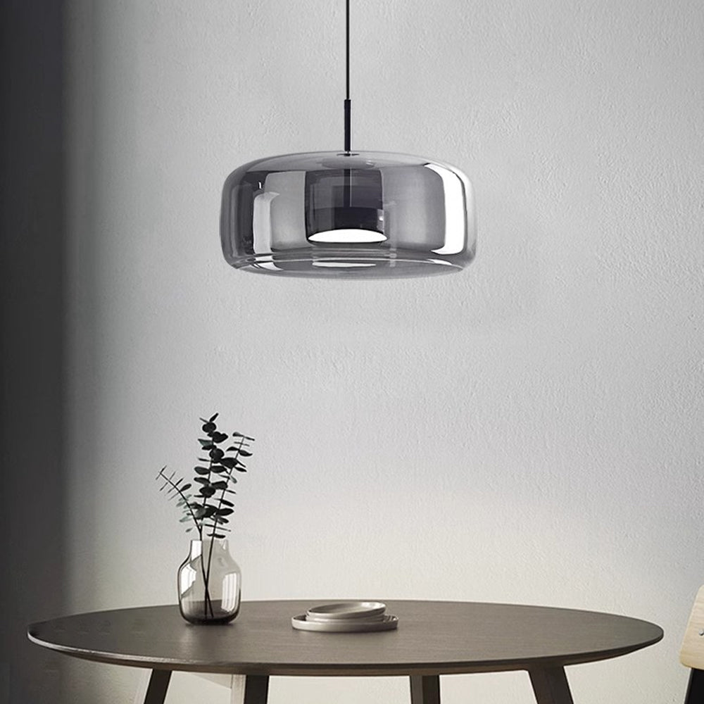 Suspension en verre fumé dôme vintage minimaliste LED pour cuisine salle à manger loft style industriel | Koossa
