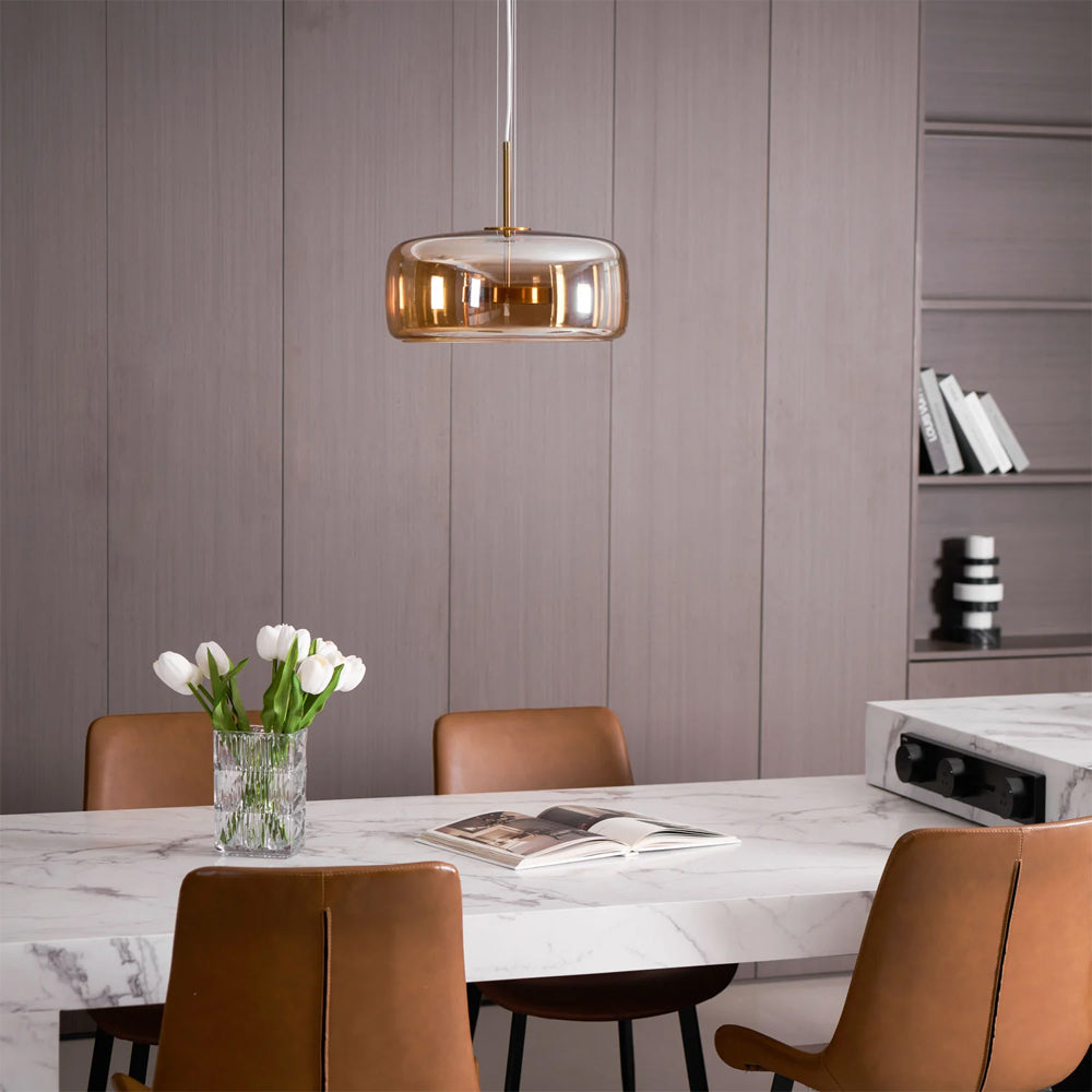 Suspension en verre fumé dôme vintage minimaliste LED pour cuisine salle à manger loft style industriel | Koossa