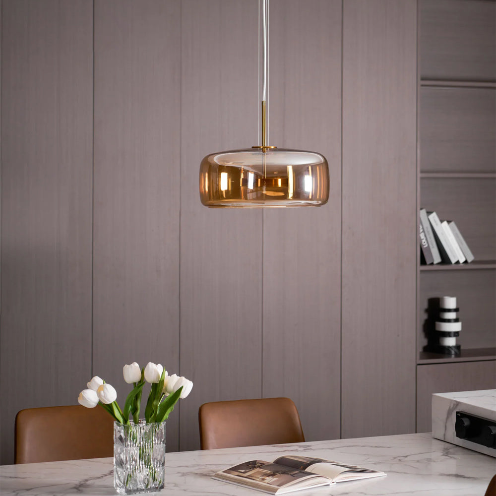 Suspension en verre fumé dôme vintage minimaliste LED pour cuisine salle à manger loft style industriel | Koossa