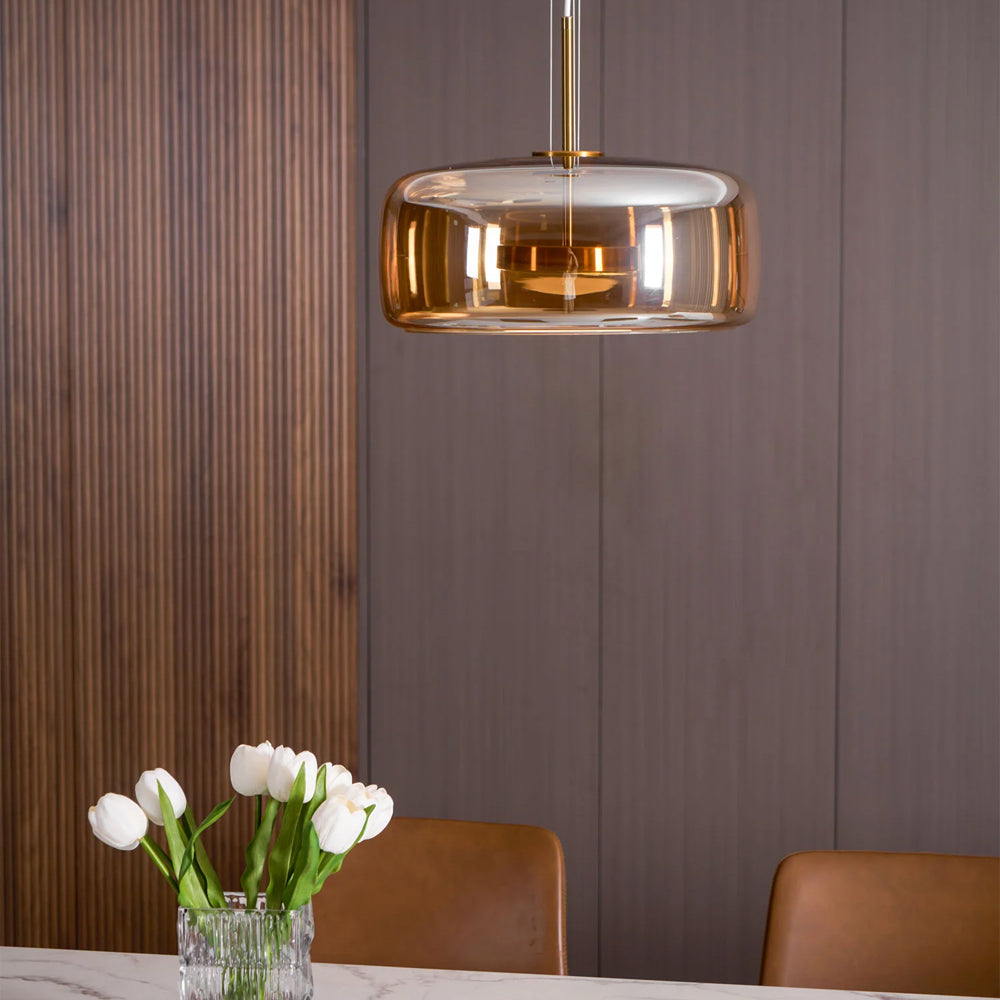 Suspension en verre fumé dôme vintage minimaliste LED pour cuisine salle à manger loft style industriel | Koossa