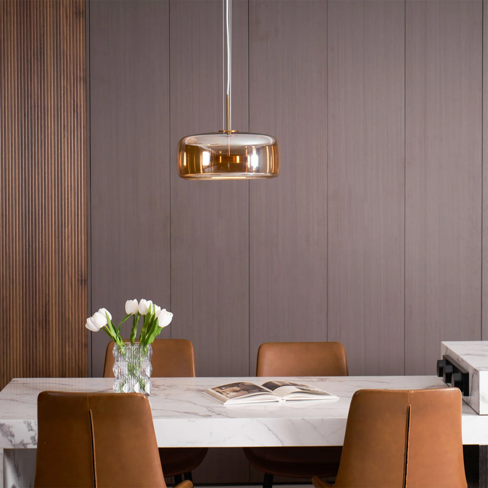 Suspension en verre fumé dôme vintage minimaliste LED pour cuisine salle à manger loft style industriel | Koossa