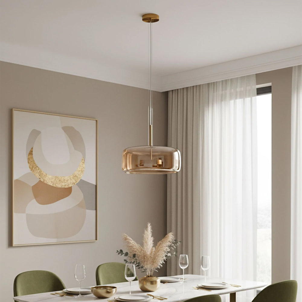 Suspension en verre fumé dôme vintage minimaliste LED pour cuisine salle à manger loft style industriel | Koossa