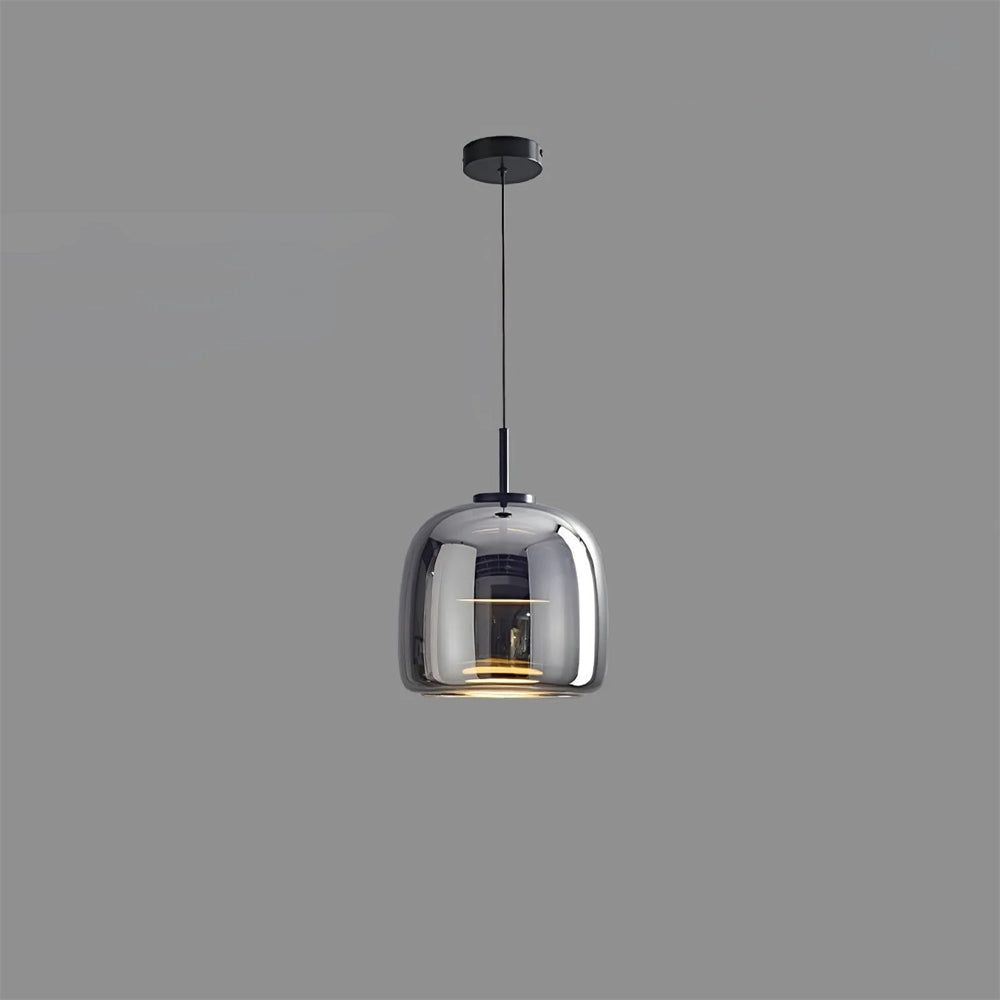 Suspension en verre fumé dôme vintage minimaliste LED pour cuisine salle à manger loft style industriel | Koossa