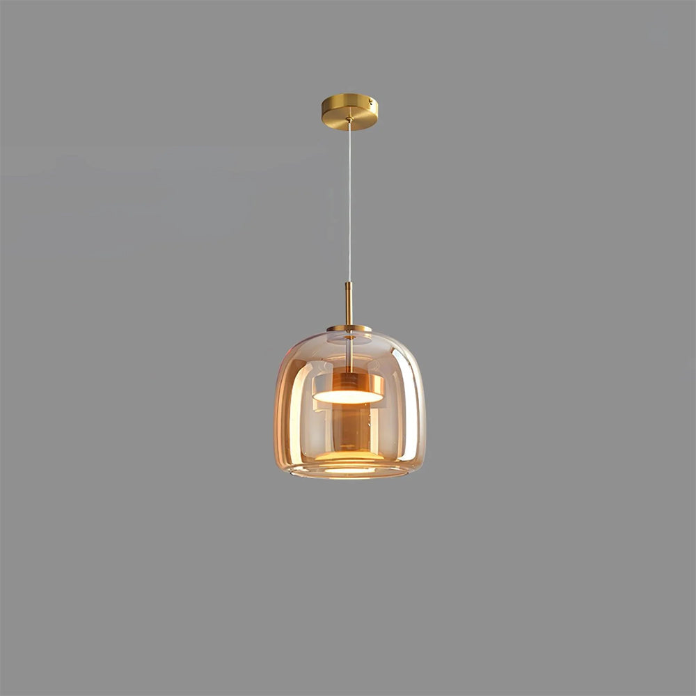 Suspension en verre fumé dôme vintage minimaliste LED pour cuisine salle à manger loft style industriel | Koossa