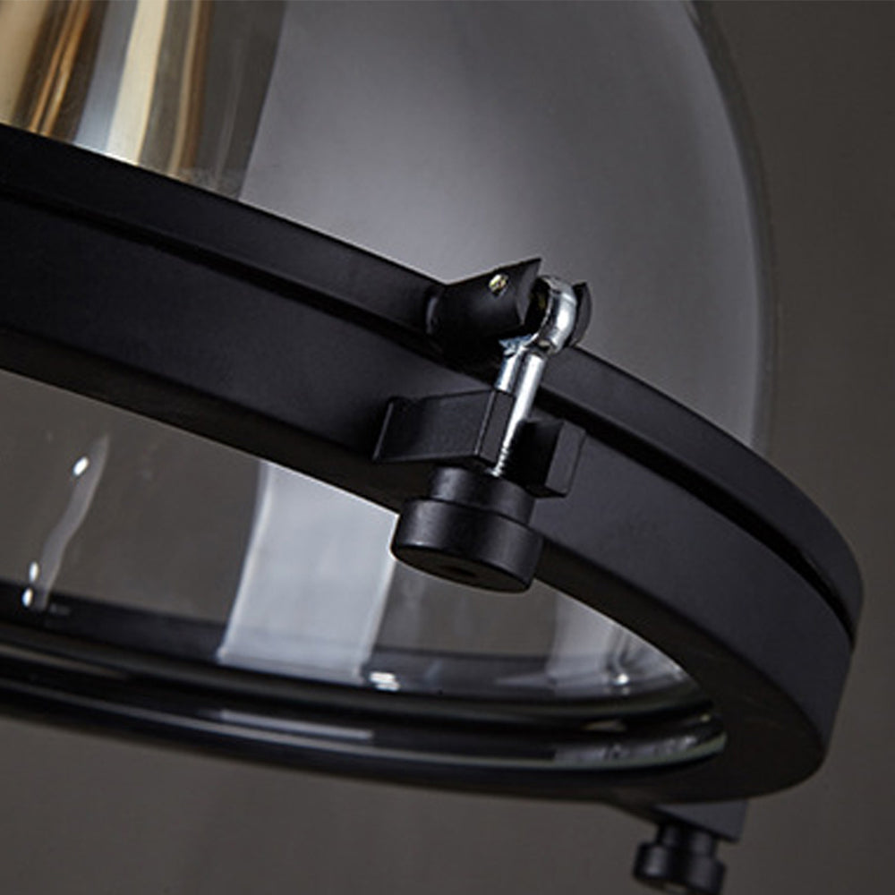 Black Iron & Glass Dome Pendant Light, 12 in Hanging Fixture with Adjustable Chain for Kitchen Island, Dining Table, Bedroom | Lonoma