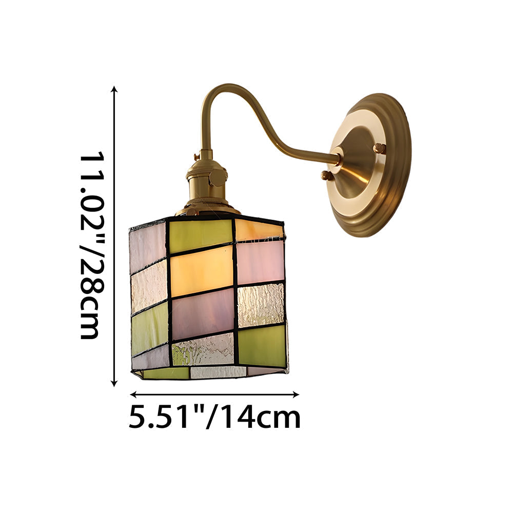 Applique murale Art déco en verre coloré et cuivre culot E27 pour entrée bureau salon ambiance chaleureuse | Koossa