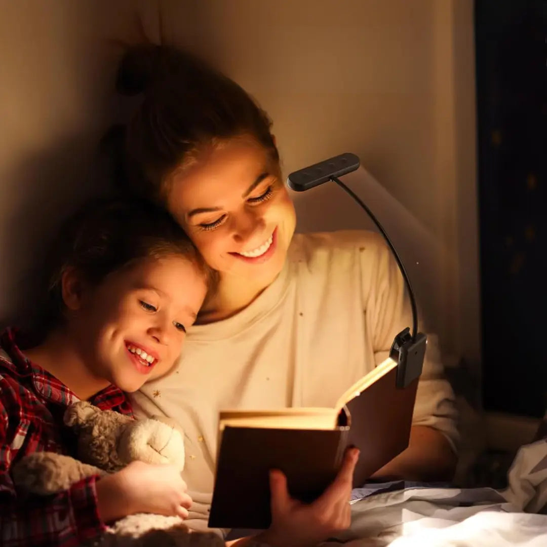 Lampe de lecture LED flexible à pince rechargeable avec trois températures de couleur pour bureau et chevet | Koossa