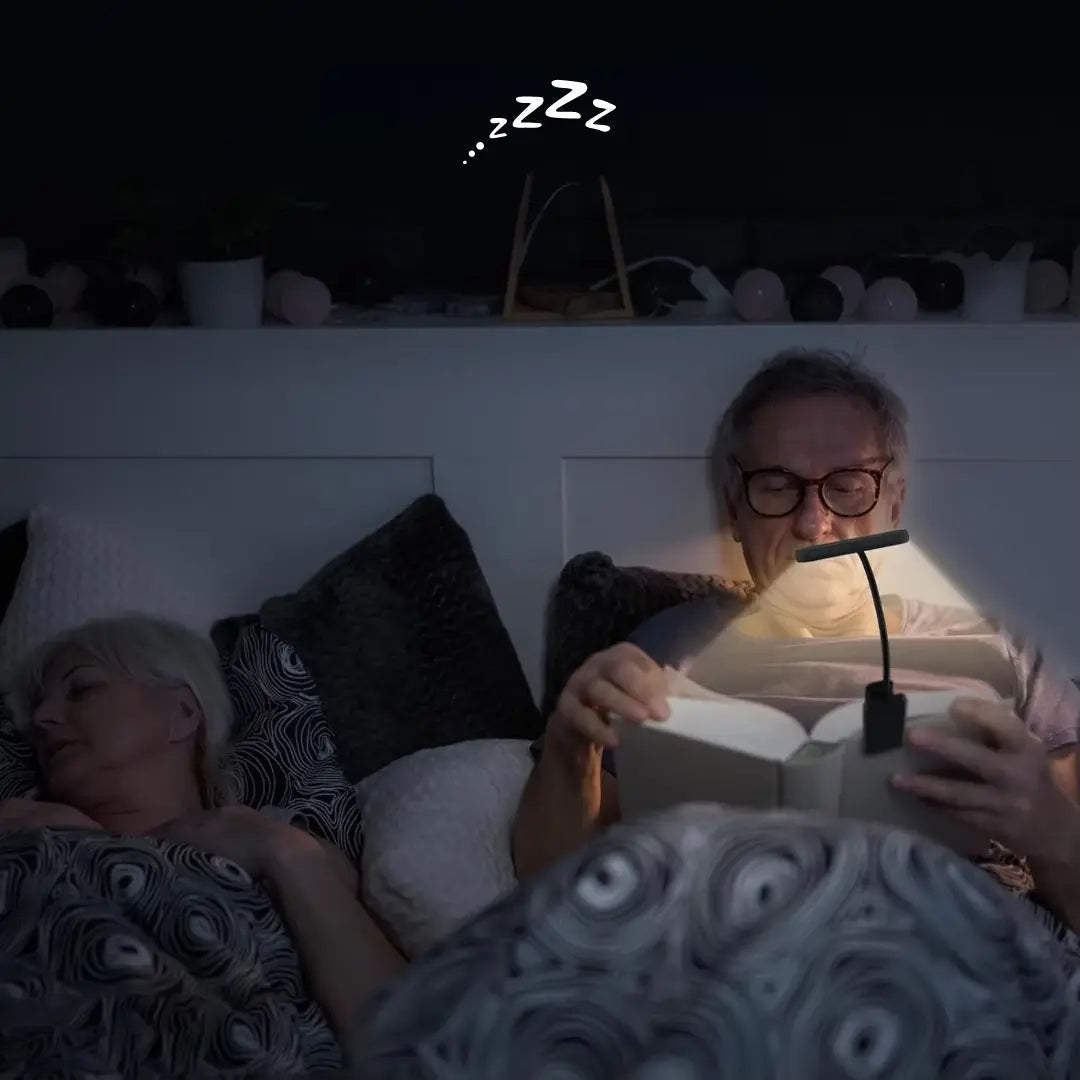 Lampe de lecture LED flexible à pince rechargeable avec trois températures de couleur pour bureau et chevet | Koossa