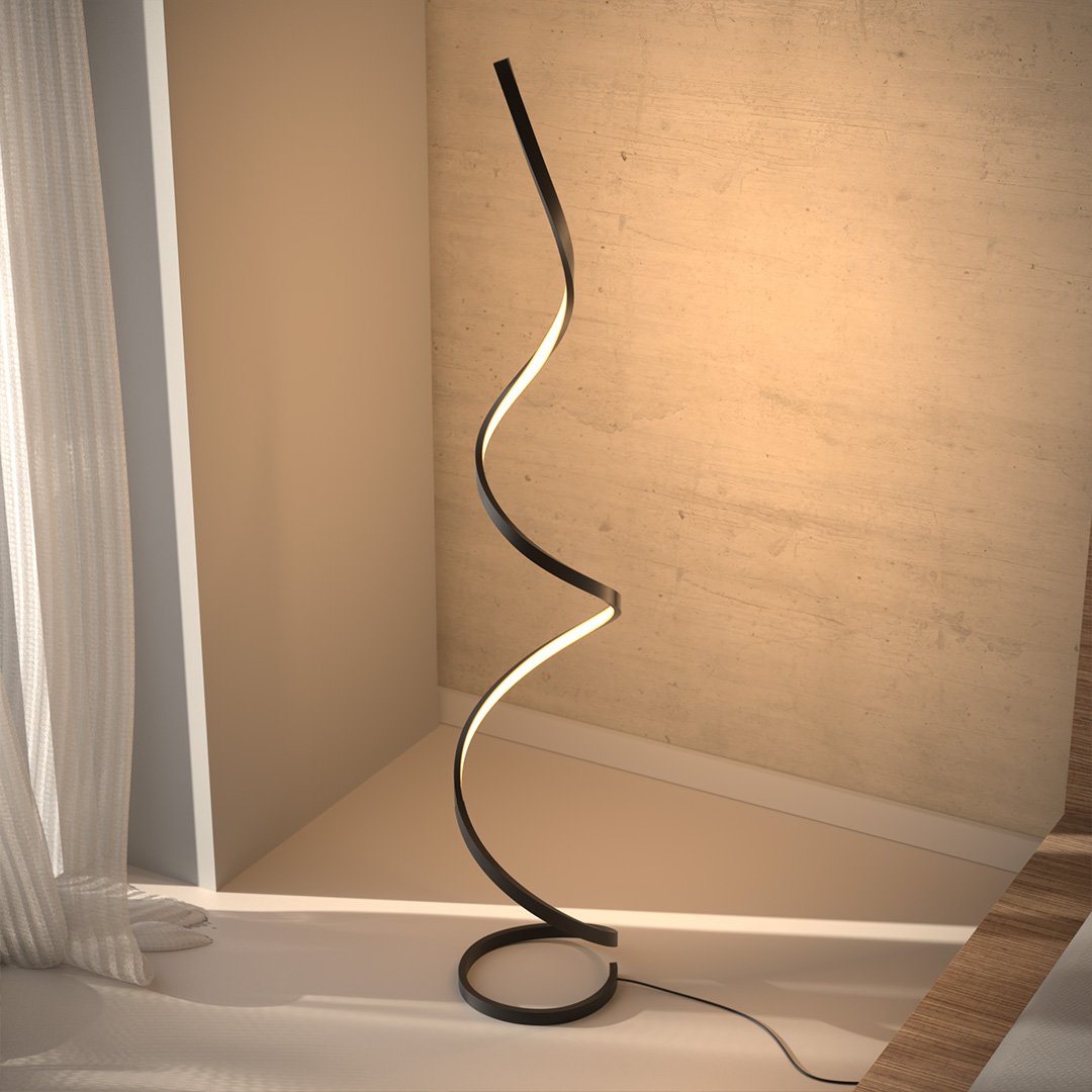 Lampadaire LED à spirale dimmable moderne minimaliste design épuré luminaire contemporain pour salon et séjour | Koossa
