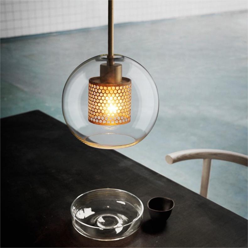 Glass Globe Pendant Light Gold or Silver Finish with LED Bulb for Kitchen Island Dining Room Bedroom Entryway Modern Hanging Ceiling Fixture | Lonoma