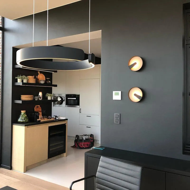 Modern LED Ring Pendant Light — Dimmable Circle Hanging Ceiling Fixture for Dining Room Kitchen Island Bedroom Living Room Contemporary | Lonoma