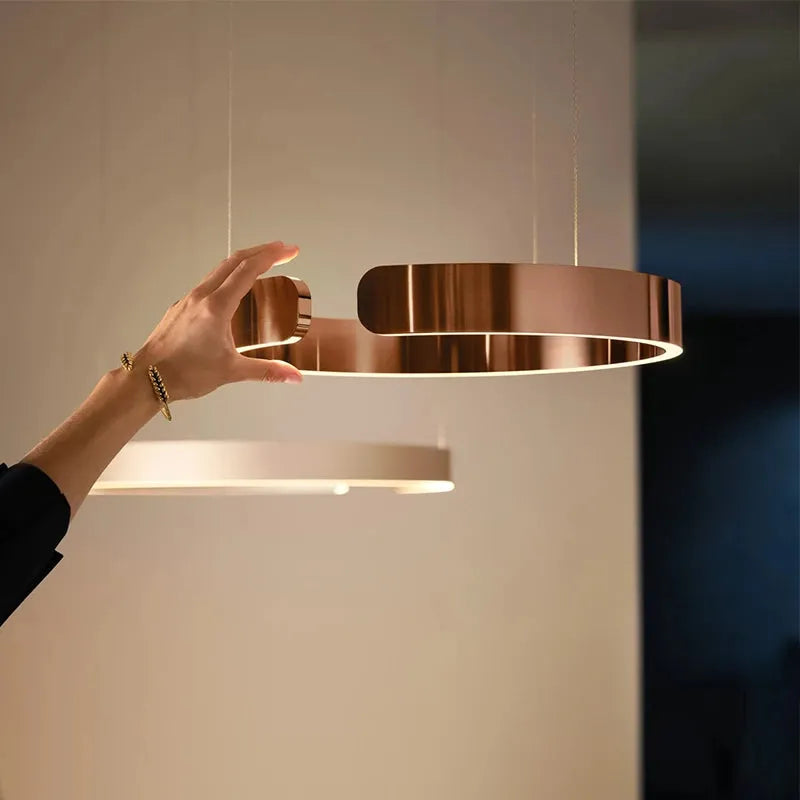 Modern LED Ring Pendant Light — Dimmable Circle Hanging Ceiling Fixture for Dining Room Kitchen Island Bedroom Living Room Contemporary | Lonoma