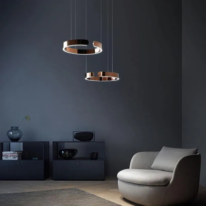 Modern LED Ring Pendant Light — Dimmable Circle Hanging Ceiling Fixture for Dining Room Kitchen Island Bedroom Living Room Contemporary | Lonoma