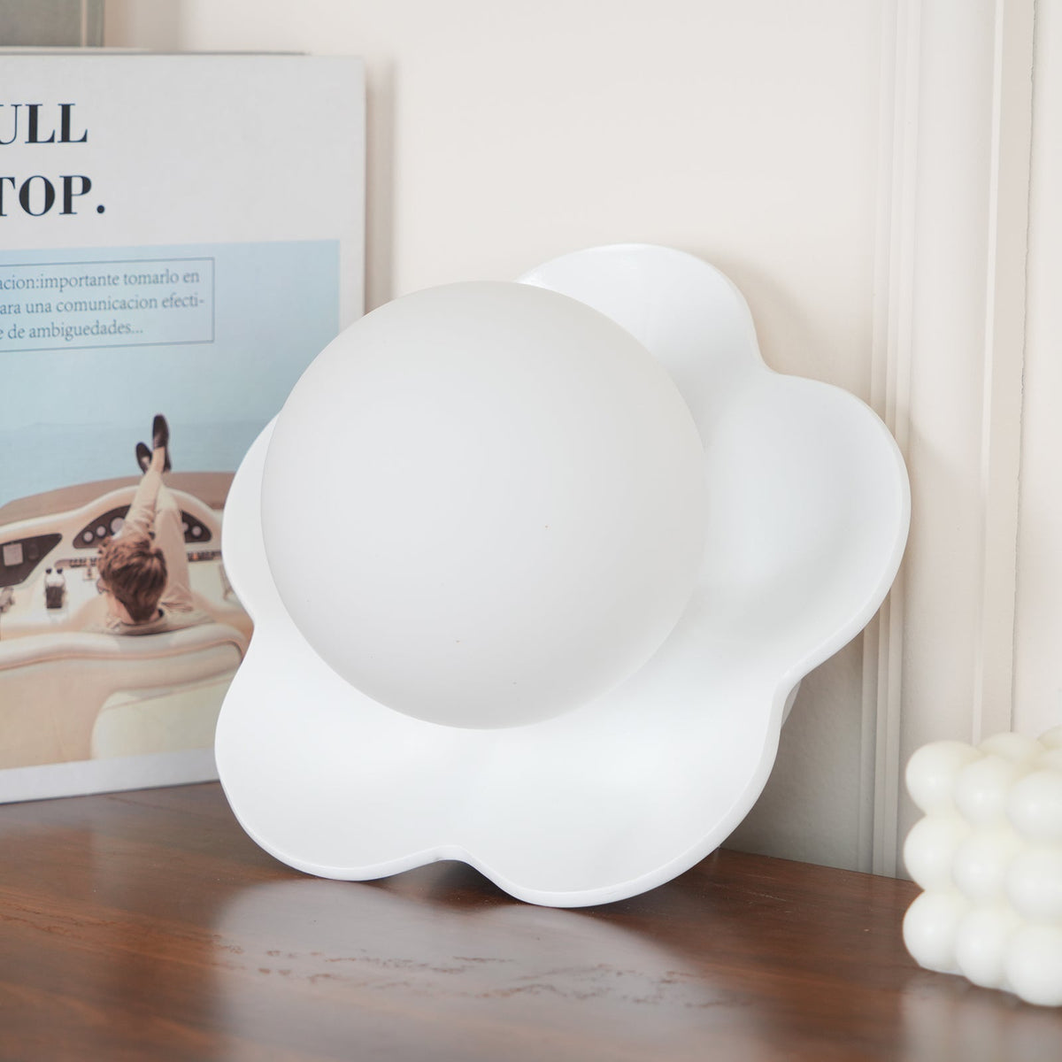 Floral Glass Wall Sconce with Resin Base - Dimmable G9 Single-Bulb Fixture for Bedroom, Living Room, Hallway - Modern Flower-Shaped Accent | Lonoma