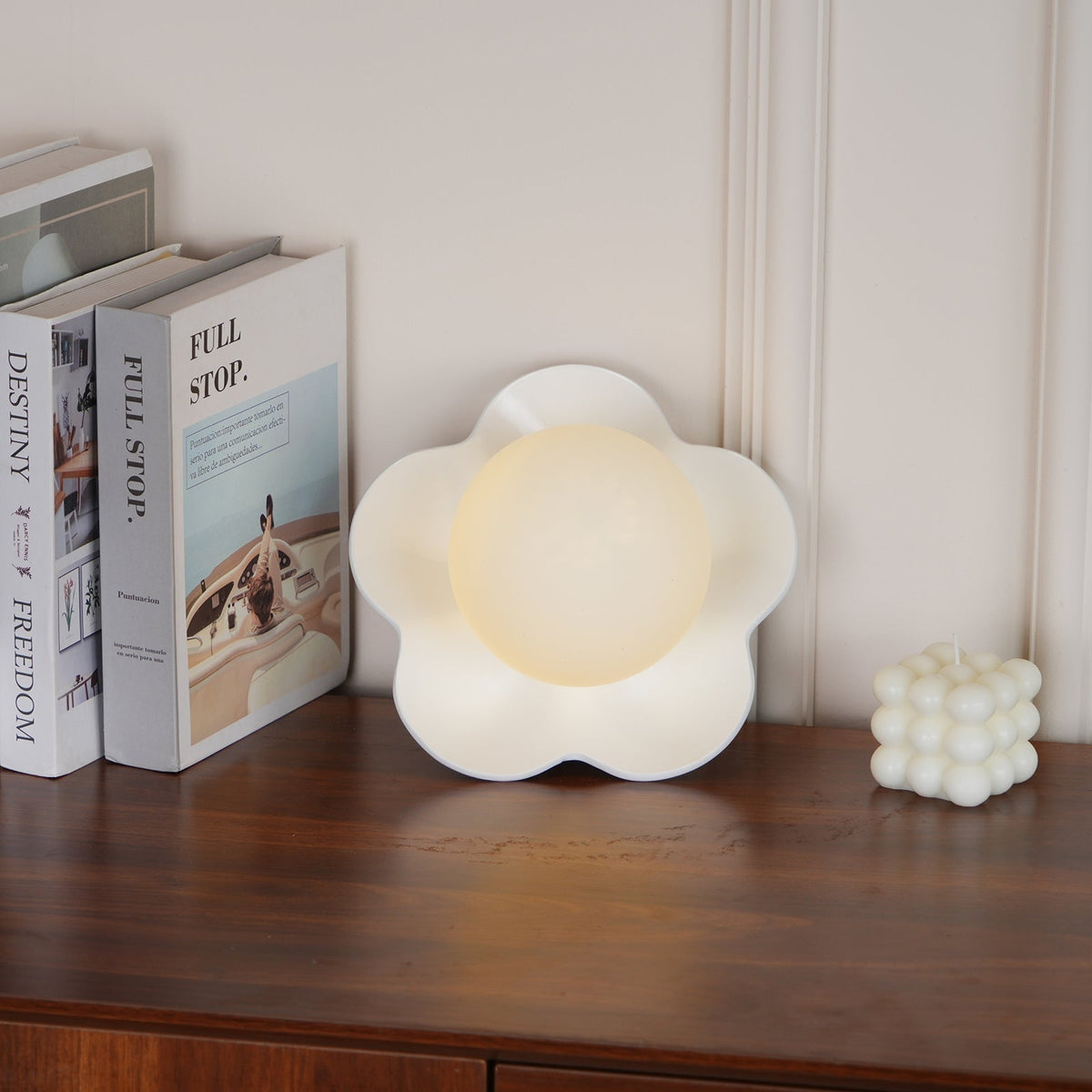 Floral Glass Wall Sconce with Resin Base - Dimmable G9 Single-Bulb Fixture for Bedroom, Living Room, Hallway - Modern Flower-Shaped Accent | Lonoma