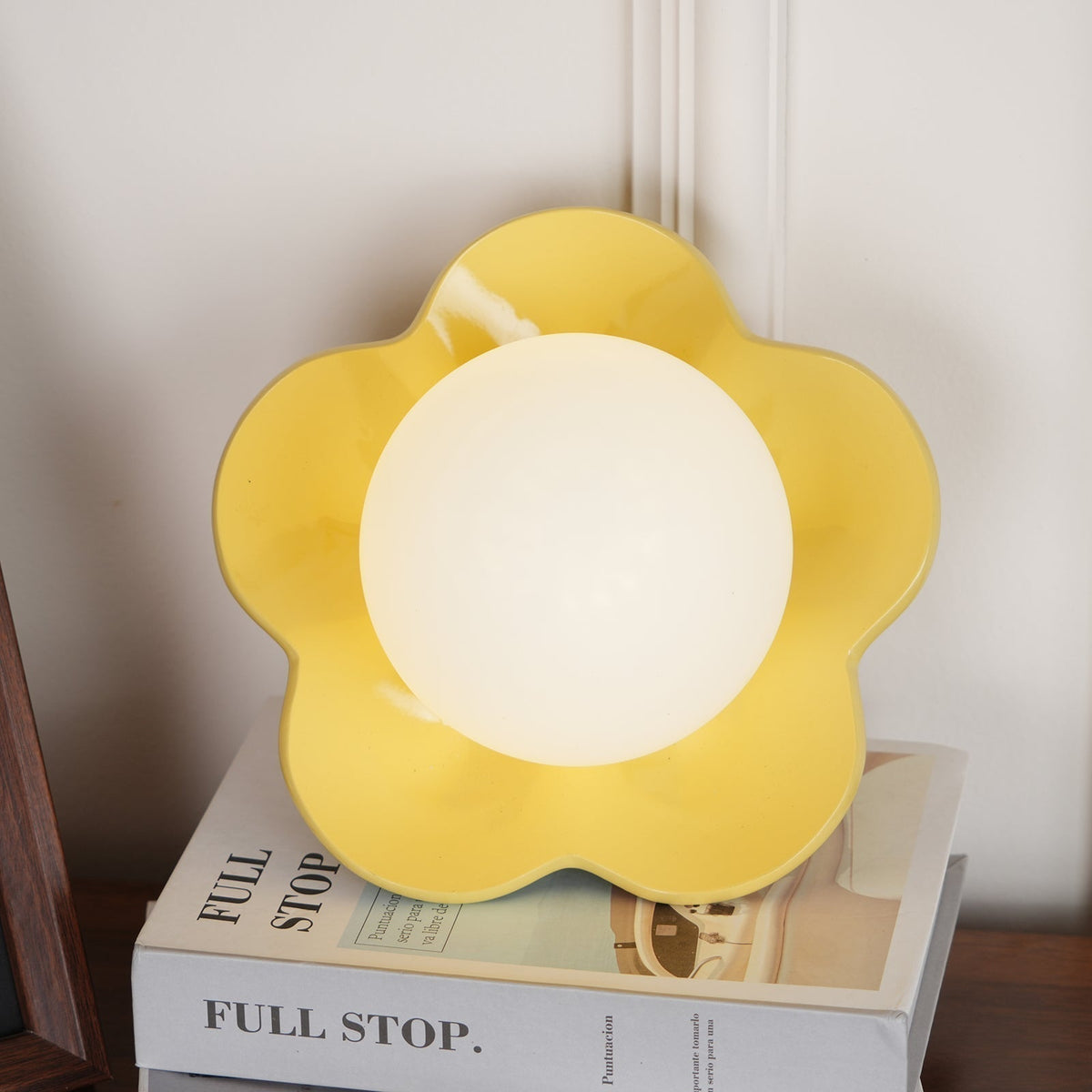 Floral Glass Wall Sconce with Resin Base - Dimmable G9 Single-Bulb Fixture for Bedroom, Living Room, Hallway - Modern Flower-Shaped Accent | Lonoma