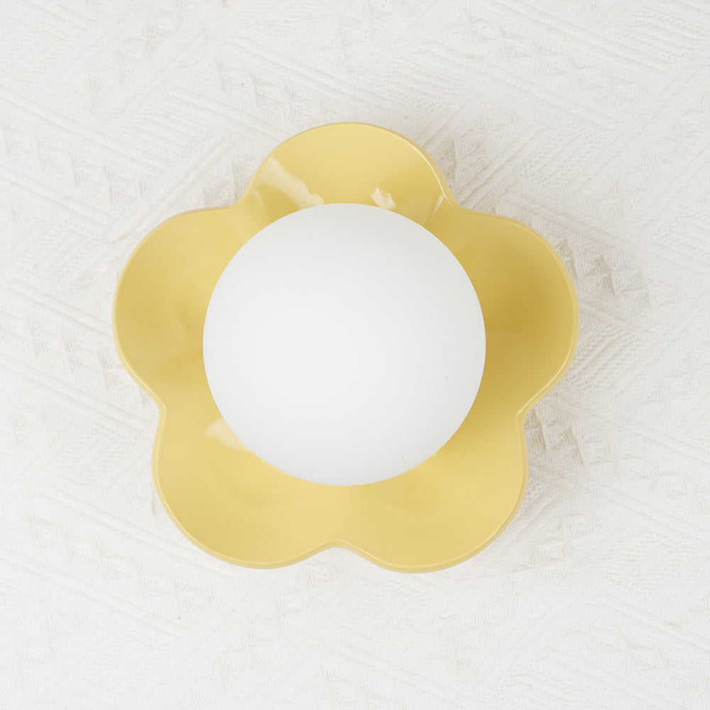 Floral Glass Wall Sconce with Resin Base - Dimmable G9 Single-Bulb Fixture for Bedroom, Living Room, Hallway - Modern Flower-Shaped Accent | Lonoma