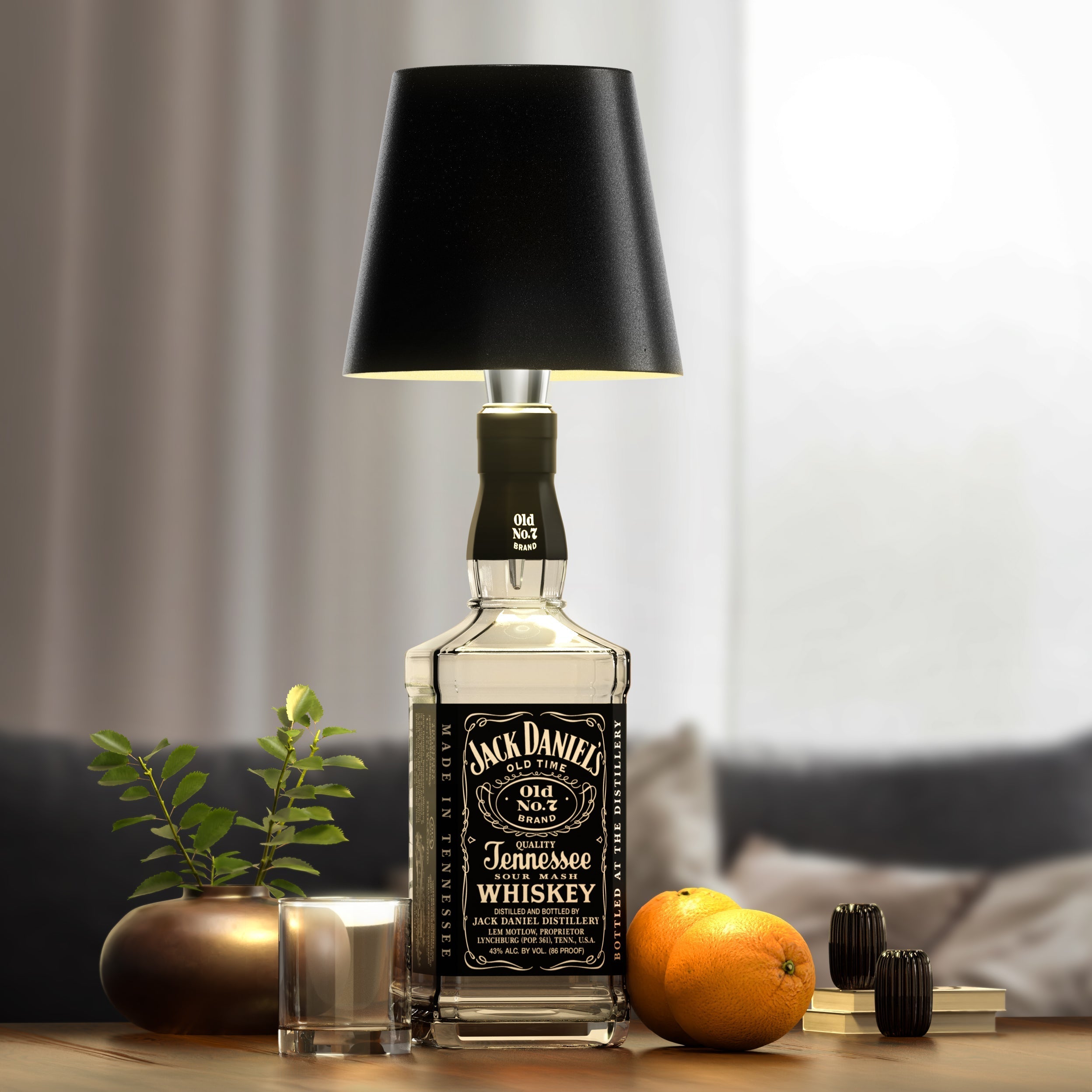 Lampe bouteille sans fil rechargeable LED noir 3000K USB-C pour décoration de table bar restaurant ambiance | Koossa