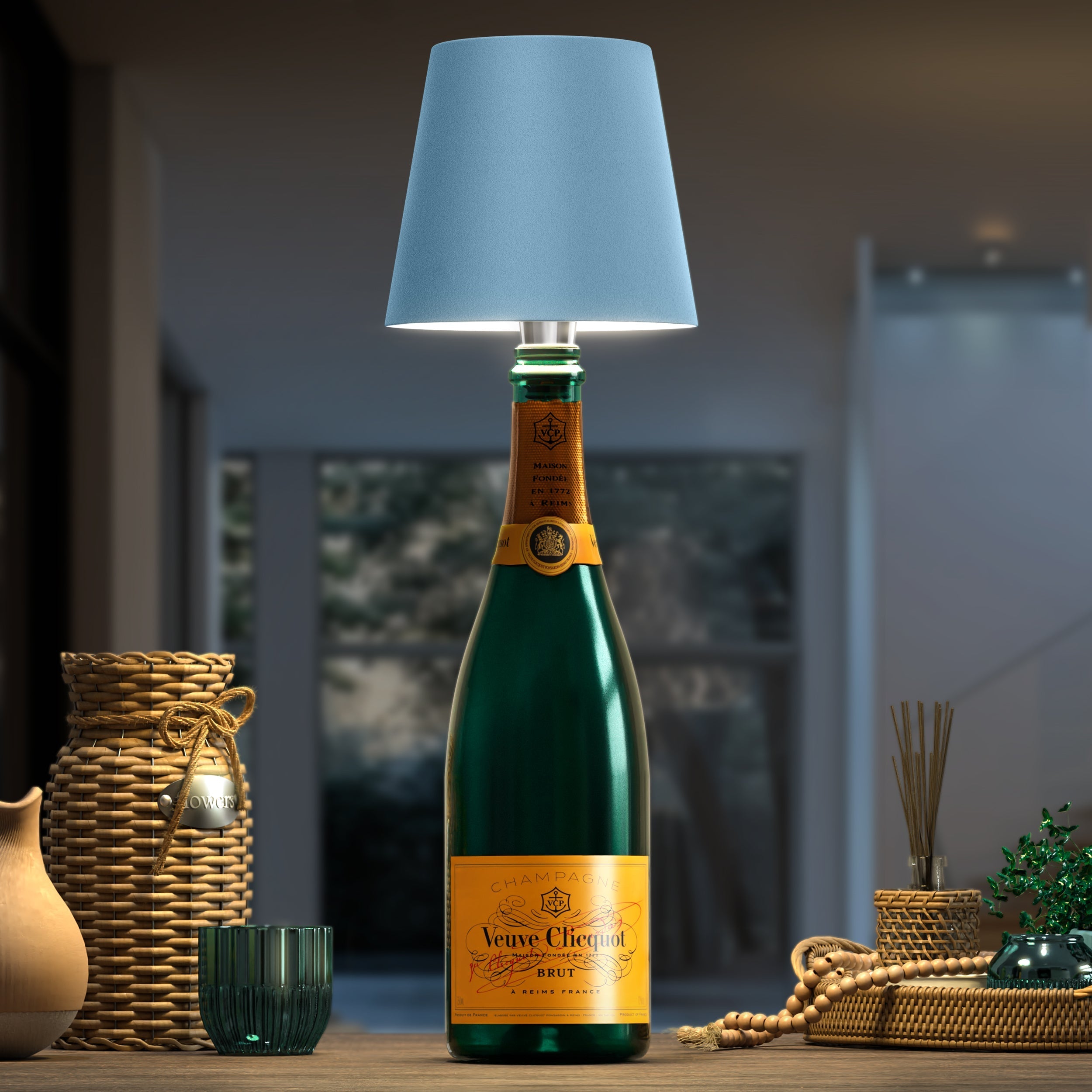 Lampe bouteille sans fil rechargeable LED noir 3000K USB-C pour décoration de table bar restaurant ambiance | Koossa