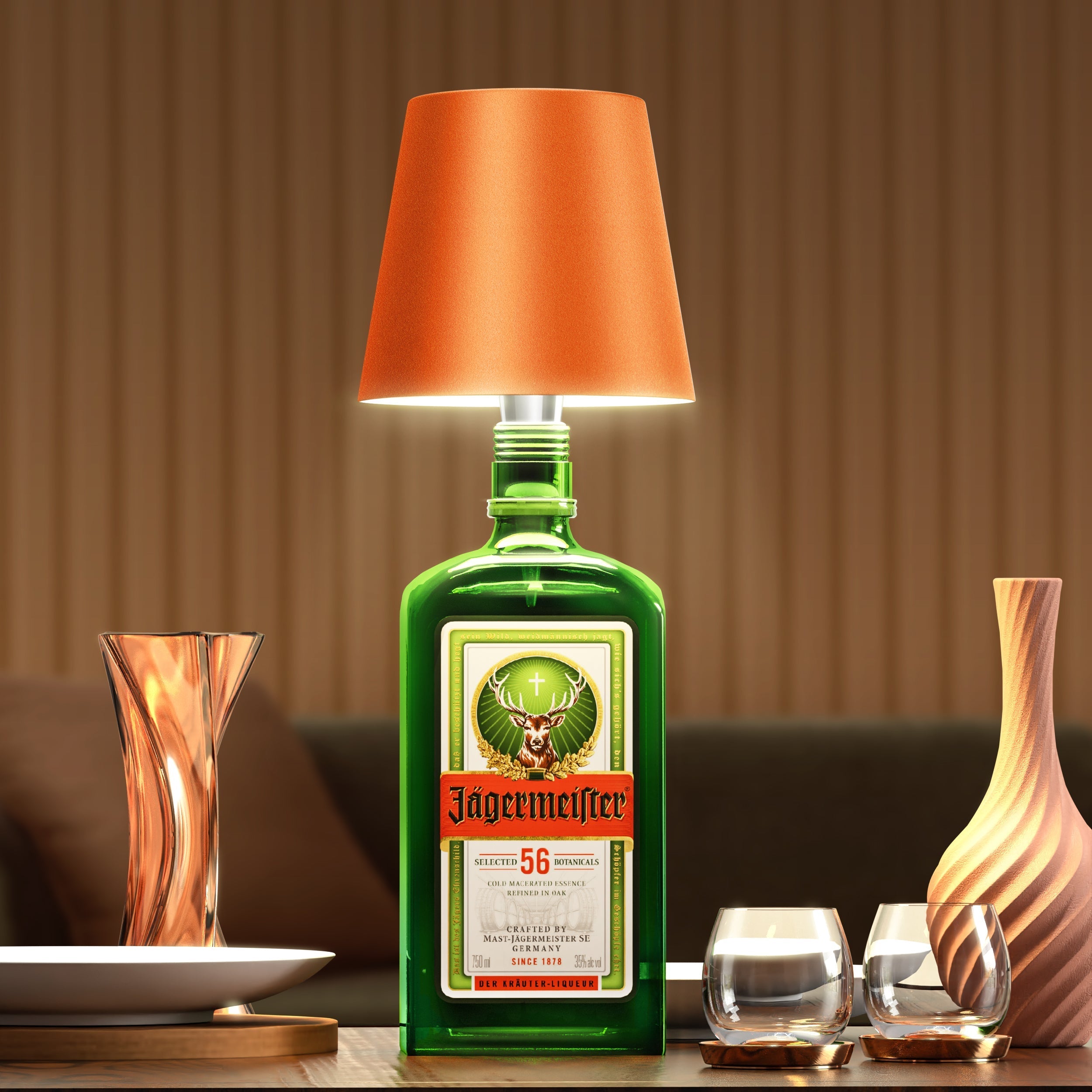 Lampe bouteille sans fil rechargeable LED noir 3000K USB-C pour décoration de table bar restaurant ambiance | Koossa