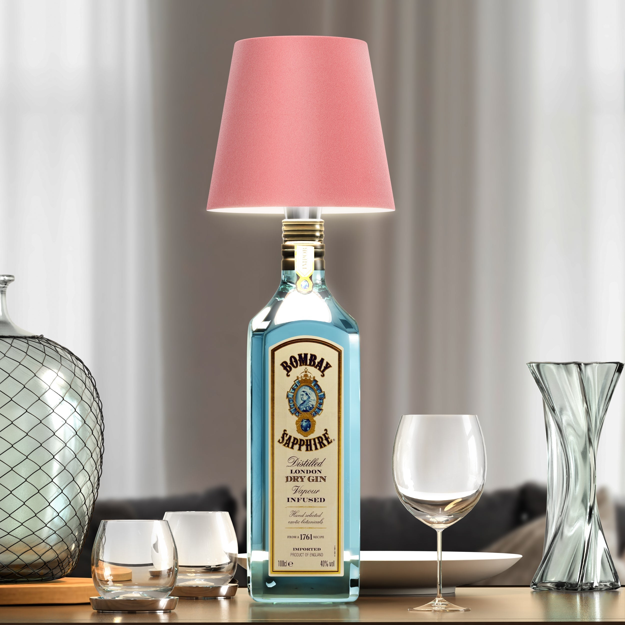 Lampe bouteille sans fil rechargeable LED noir 3000K USB-C pour décoration de table bar restaurant ambiance | Koossa