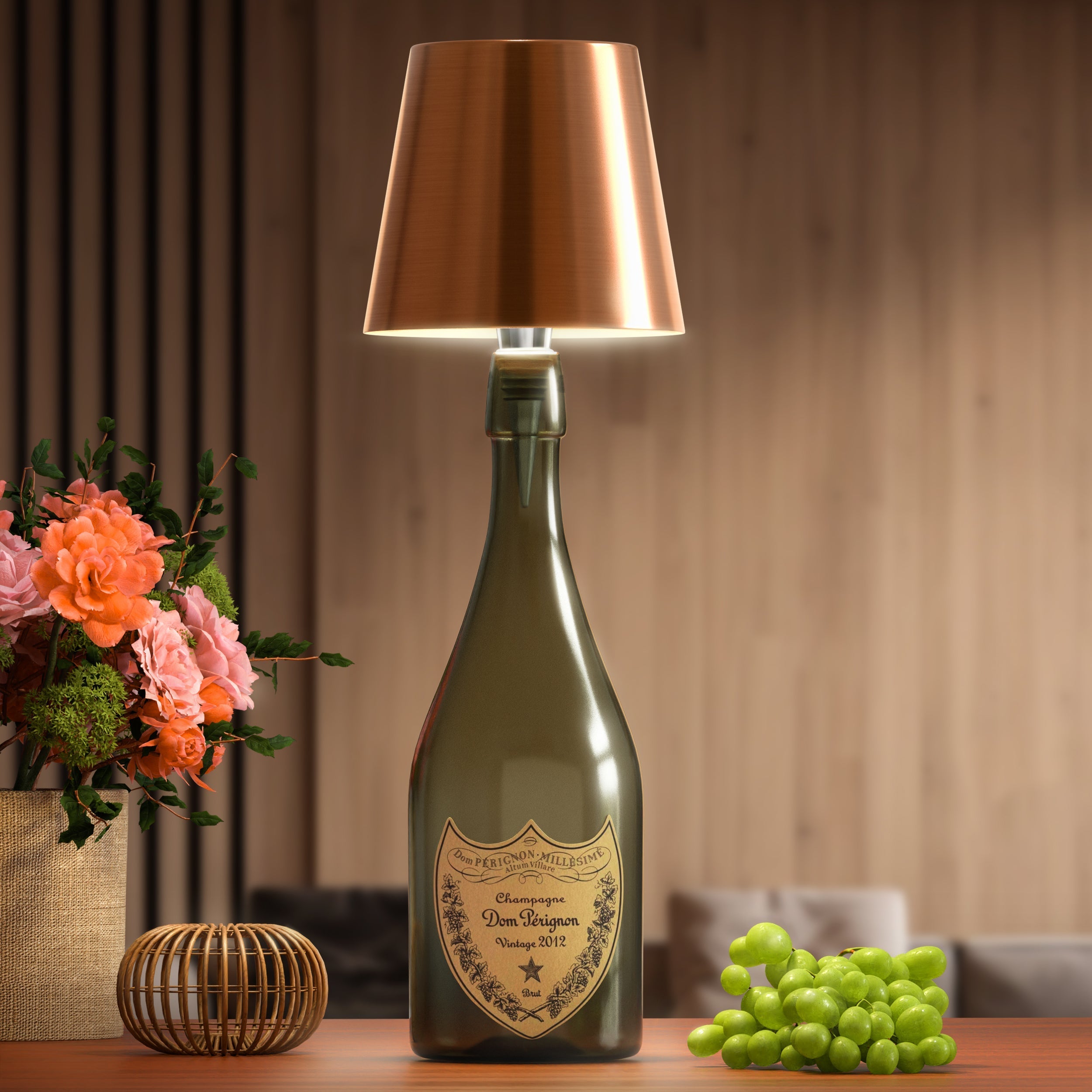 Lampe bouteille sans fil rechargeable LED noir 3000K USB-C pour décoration de table bar restaurant ambiance | Koossa