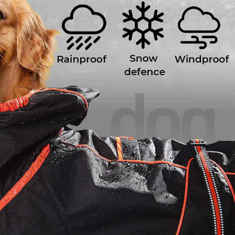 Dog Raincoat Full Body Waterproof Polyester Graphene Reflective Strips Large Dogs Windproof Snow Jacket Coat | Koossa