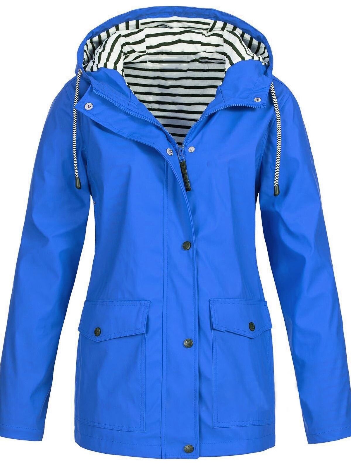 Hooded Rain Jacket Women Water Resistant Windproof Long Coat Lightweight Shell with Zipper Closure for Commuting Travel Everyday Wear | Lonoma