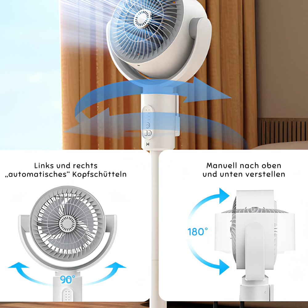 Ventilateur sur Pied Silencieux 10 W 5 Vitesses Réglable en Hauteur Bureau Chambre Salon Intérieur Moderne | Koossa