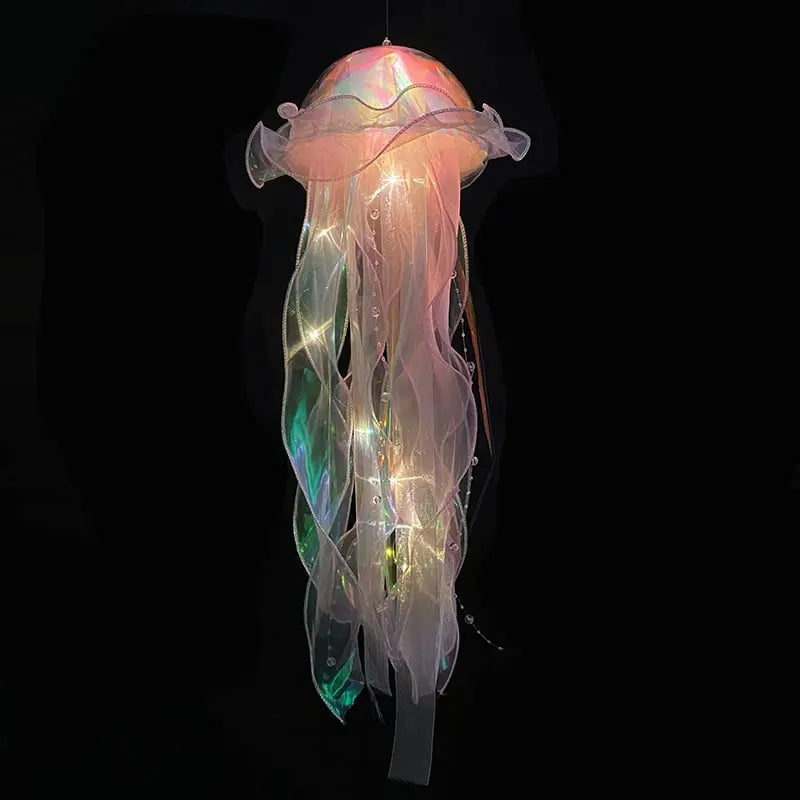 Méduse lumineuse LED suspendue en plastique 50 cm rose bleu violet vert décoration chambre enfant salon | Koossa
