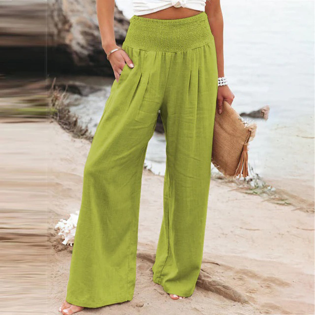 Women's Elasticated Wide-Leg Summer Trousers — Comfortable Casual Trousers for Warm Weather & Everyday Wear | Koossa