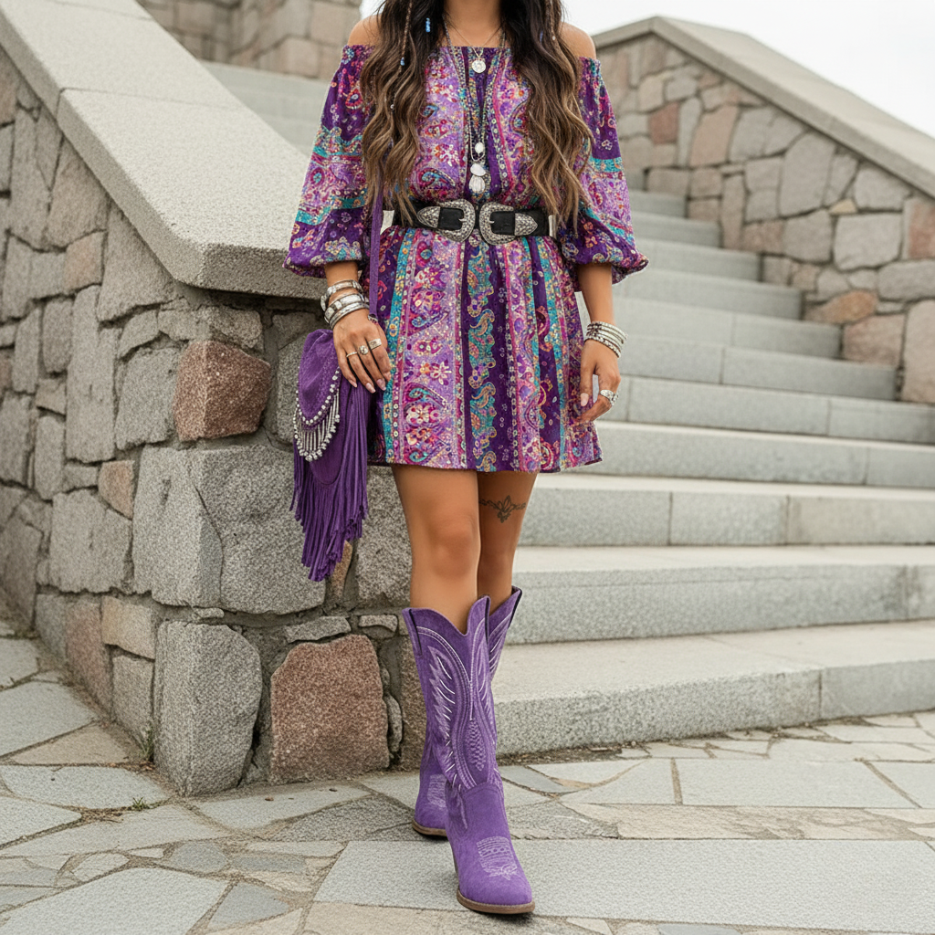 Embroidered Leather Western Boots Brown Mid-Block Heel Pointed Toe Cowboy Ankle Boots Ladies Pull-On Riding Boots Autumn Winter Footwear | Koossa