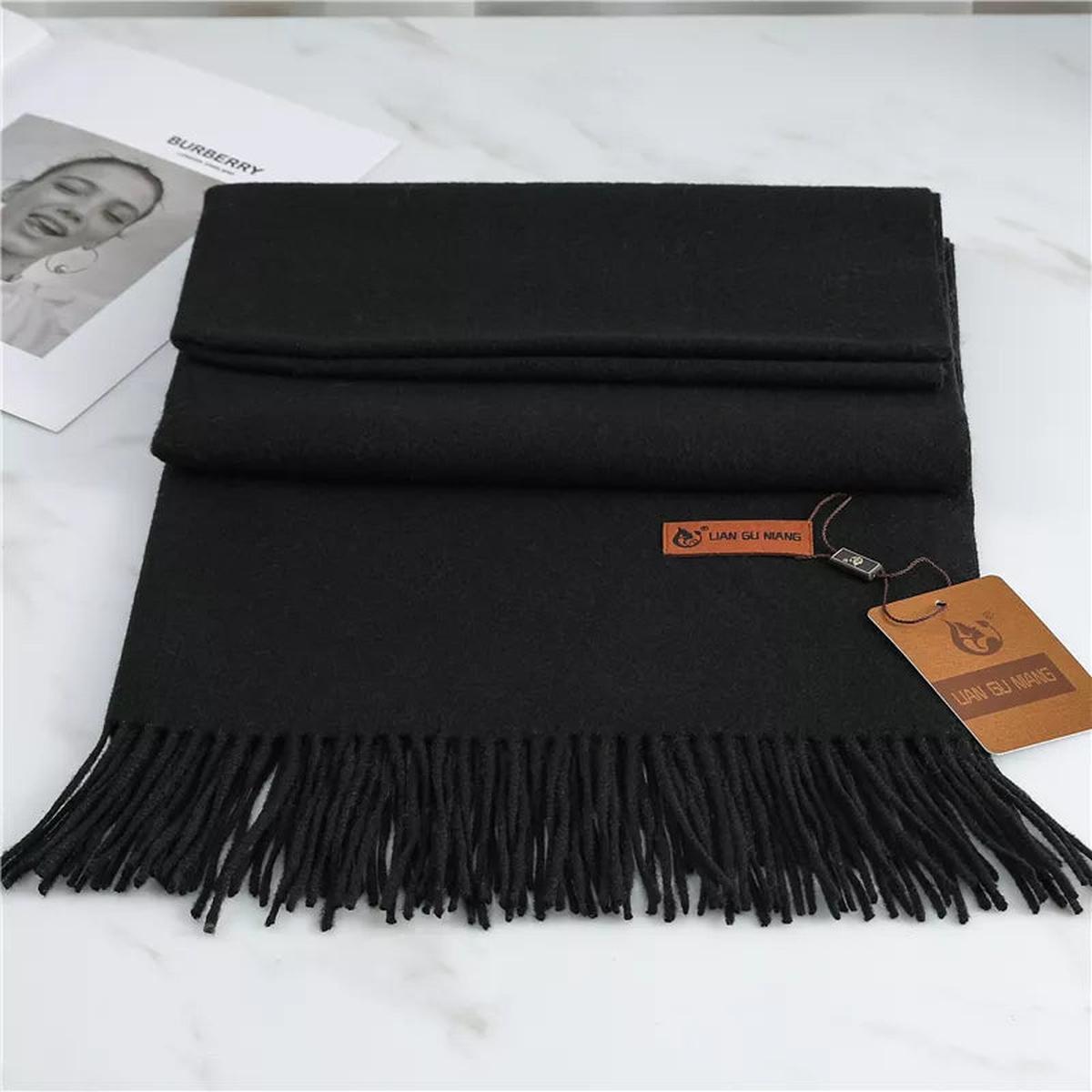 Women's Pure Wool Scarf — Elegant Winter Scarf with Fringe Detail for Cold Weather & Formal Occasions | Koossa