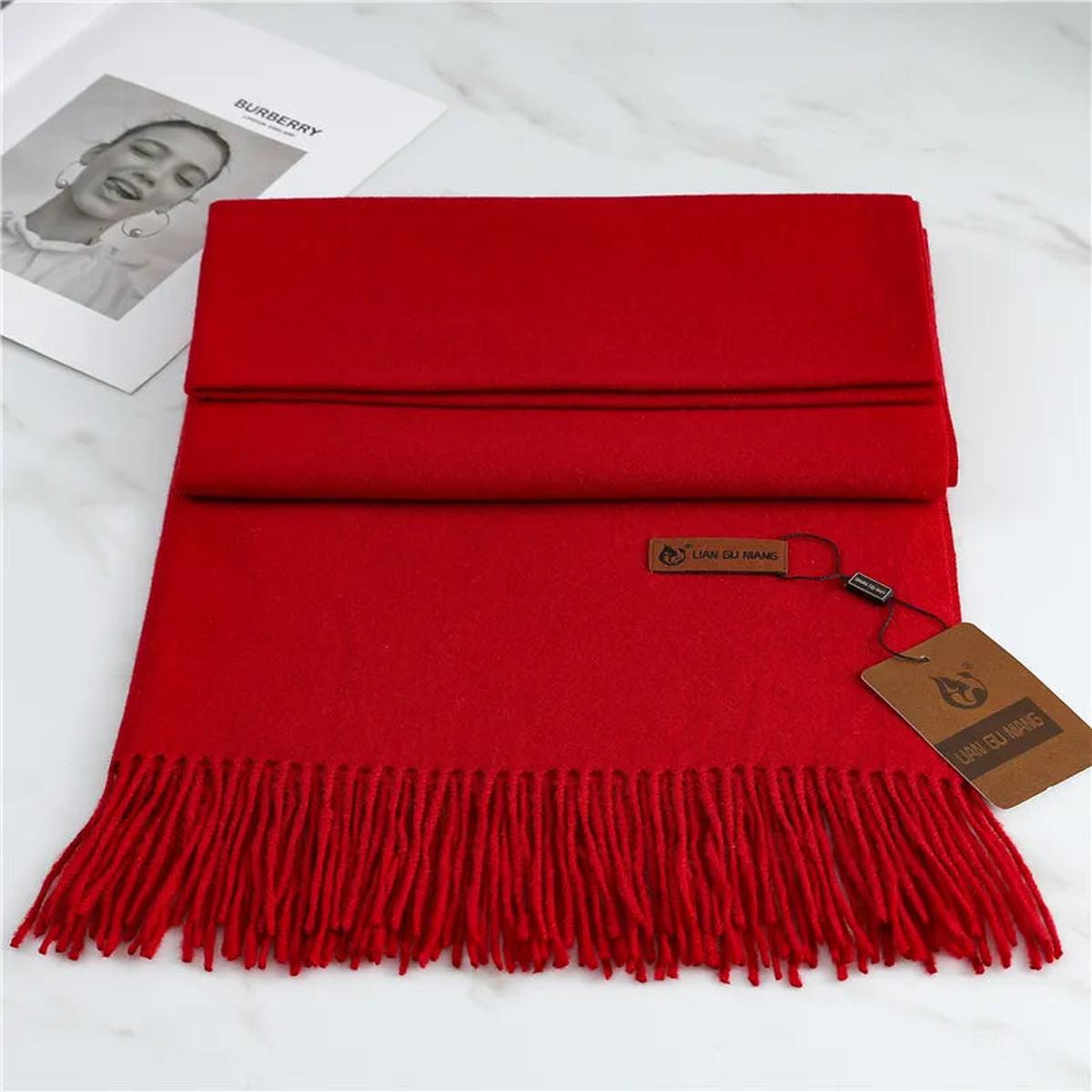 Women's Pure Wool Scarf — Elegant Winter Scarf with Fringe Detail for Cold Weather & Formal Occasions | Koossa