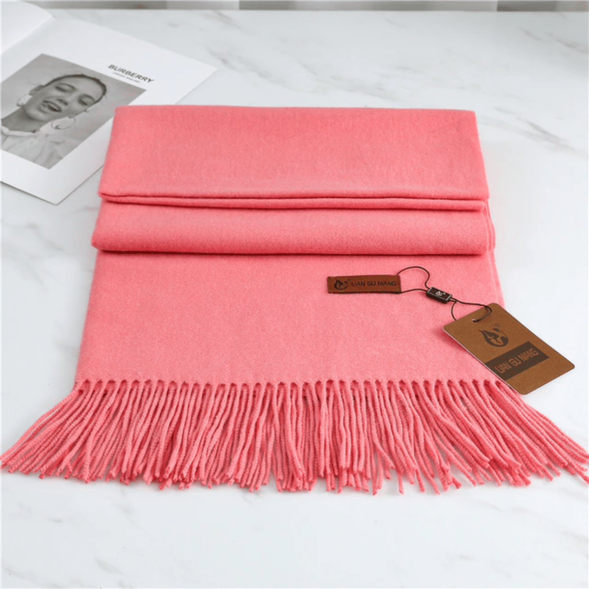 Women's Pure Wool Scarf — Elegant Winter Scarf with Fringe Detail for Cold Weather & Formal Occasions | Koossa