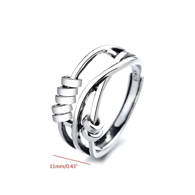 Adjustable Sterling Silver Spinning Band Ring — Stress Relief Fidget Ring for Mindful Moments | Koossa