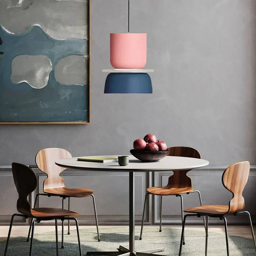 Layered Pendant Light with Color Accents, Scandinavian Design, Modern Hanging Fixture for Dining Room Kitchen Bedroom | Lonoma