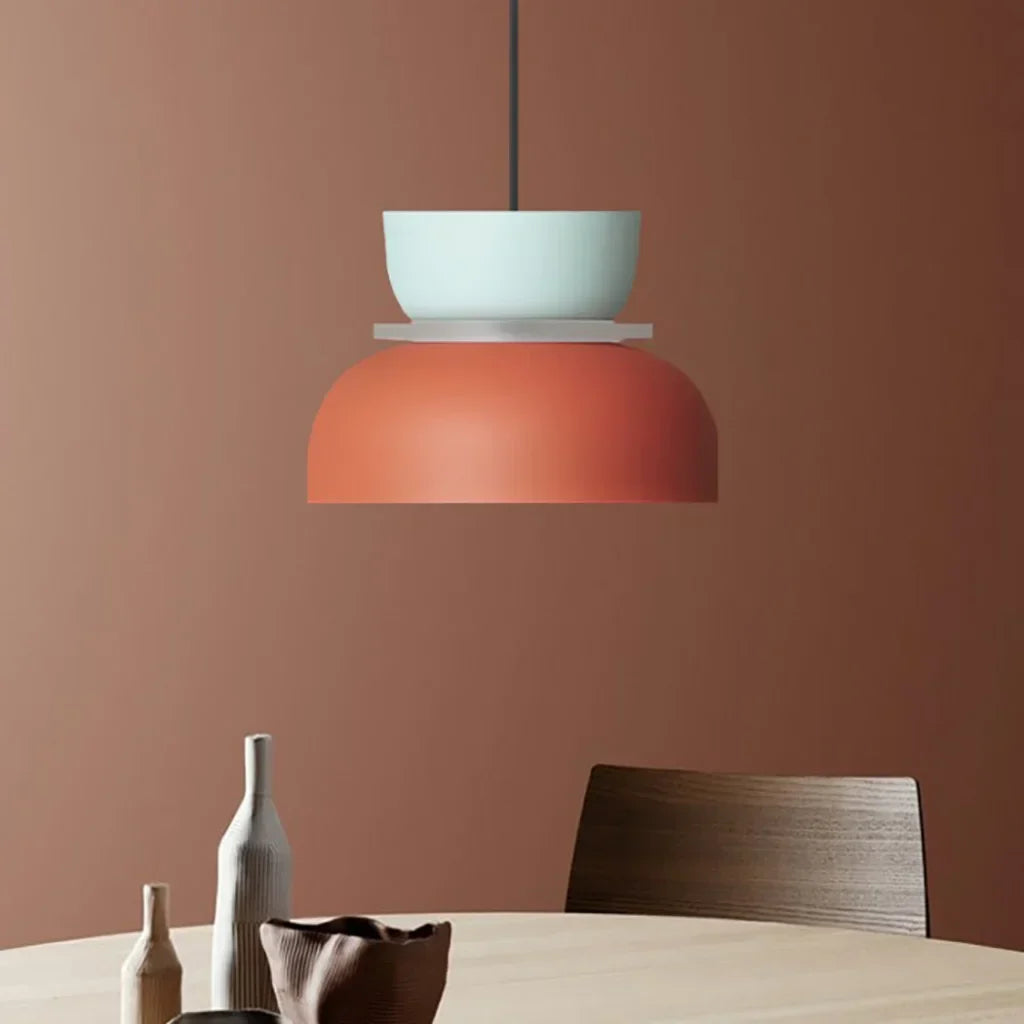 Suspension Scandinave Bicolore à Deux Abat-Jours Superposés pour Salle à Manger et Séjour Contemporain | Koossa