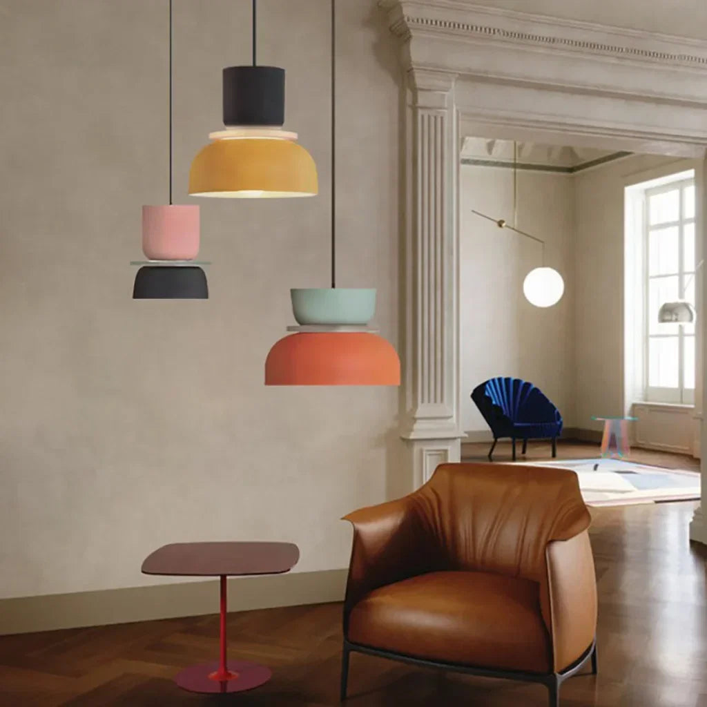 Suspension Scandinave Bicolore à Deux Abat-Jours Superposés pour Salle à Manger et Séjour Contemporain | Koossa