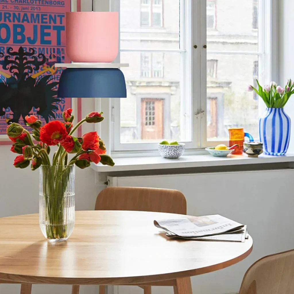 Suspension Scandinave Bicolore à Deux Abat-Jours Superposés pour Salle à Manger et Séjour Contemporain | Koossa