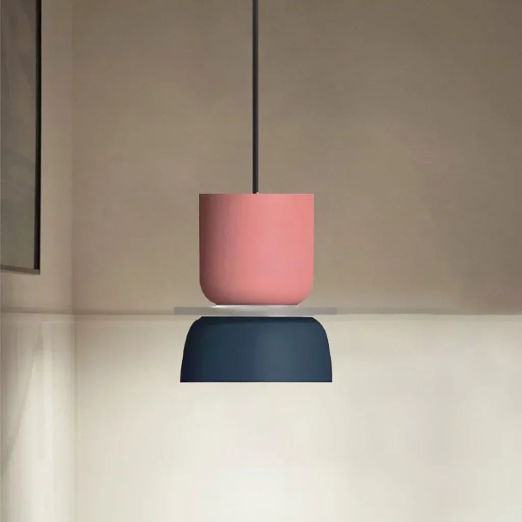 Suspension Scandinave Bicolore à Deux Abat-Jours Superposés pour Salle à Manger et Séjour Contemporain | Koossa