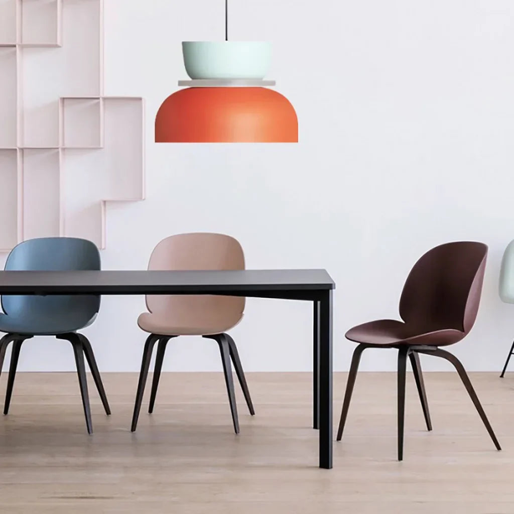 Suspension Scandinave Bicolore à Deux Abat-Jours Superposés pour Salle à Manger et Séjour Contemporain | Koossa