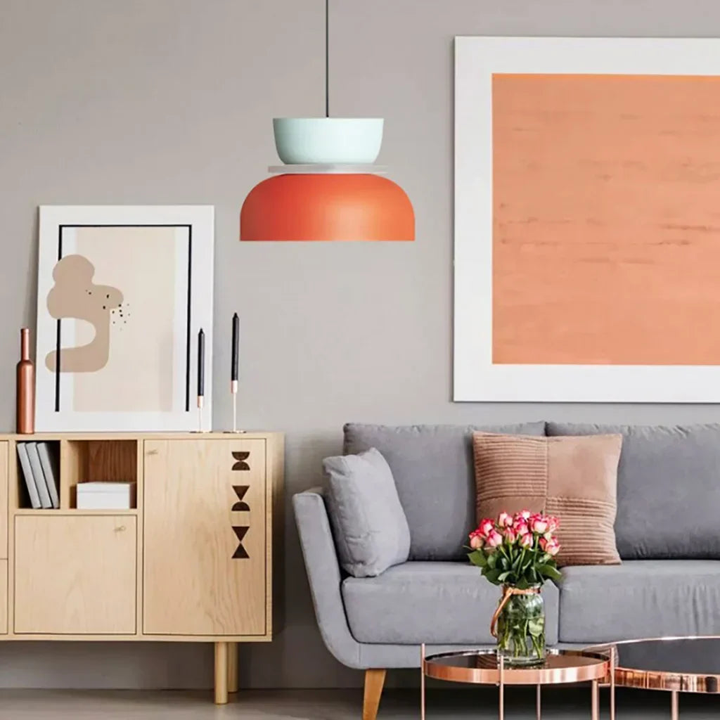 Suspension Scandinave Bicolore à Deux Abat-Jours Superposés pour Salle à Manger et Séjour Contemporain | Koossa