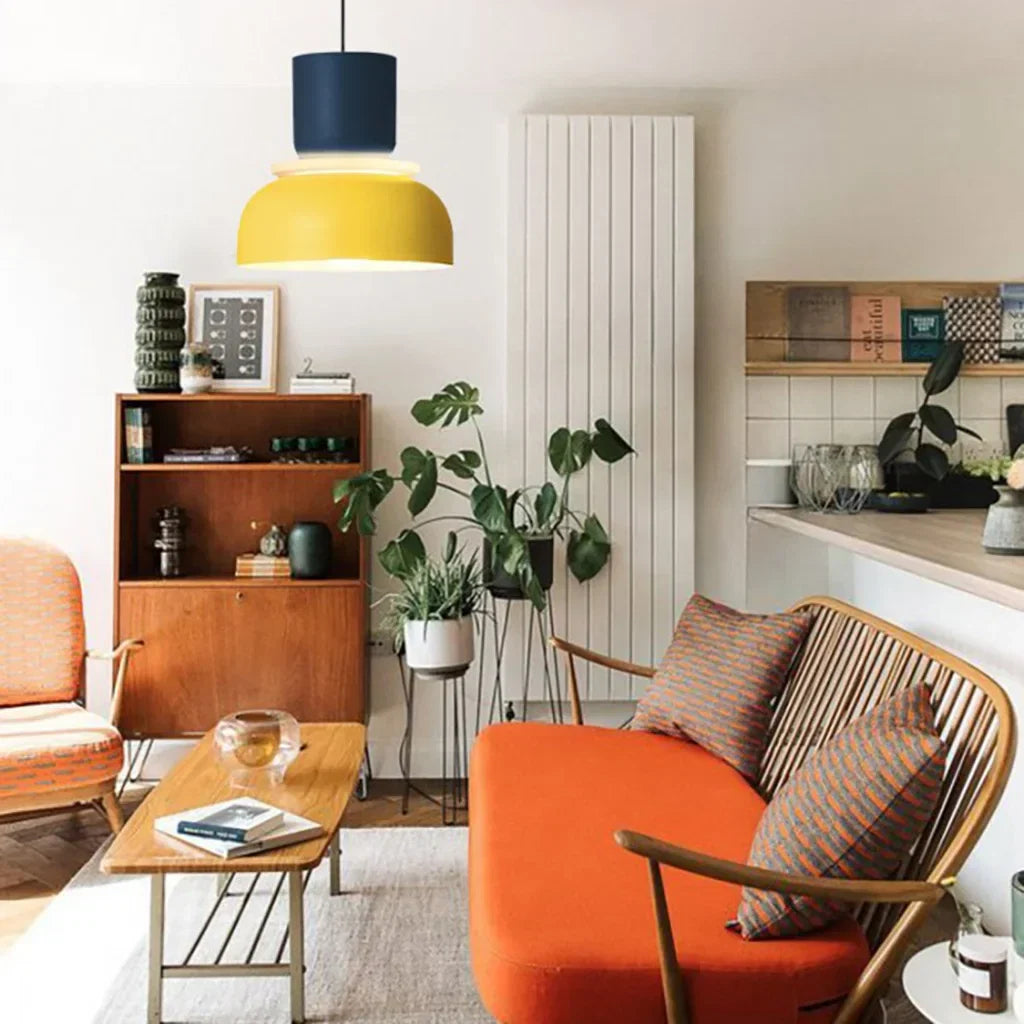 Suspension Scandinave Bicolore à Deux Abat-Jours Superposés pour Salle à Manger et Séjour Contemporain | Koossa