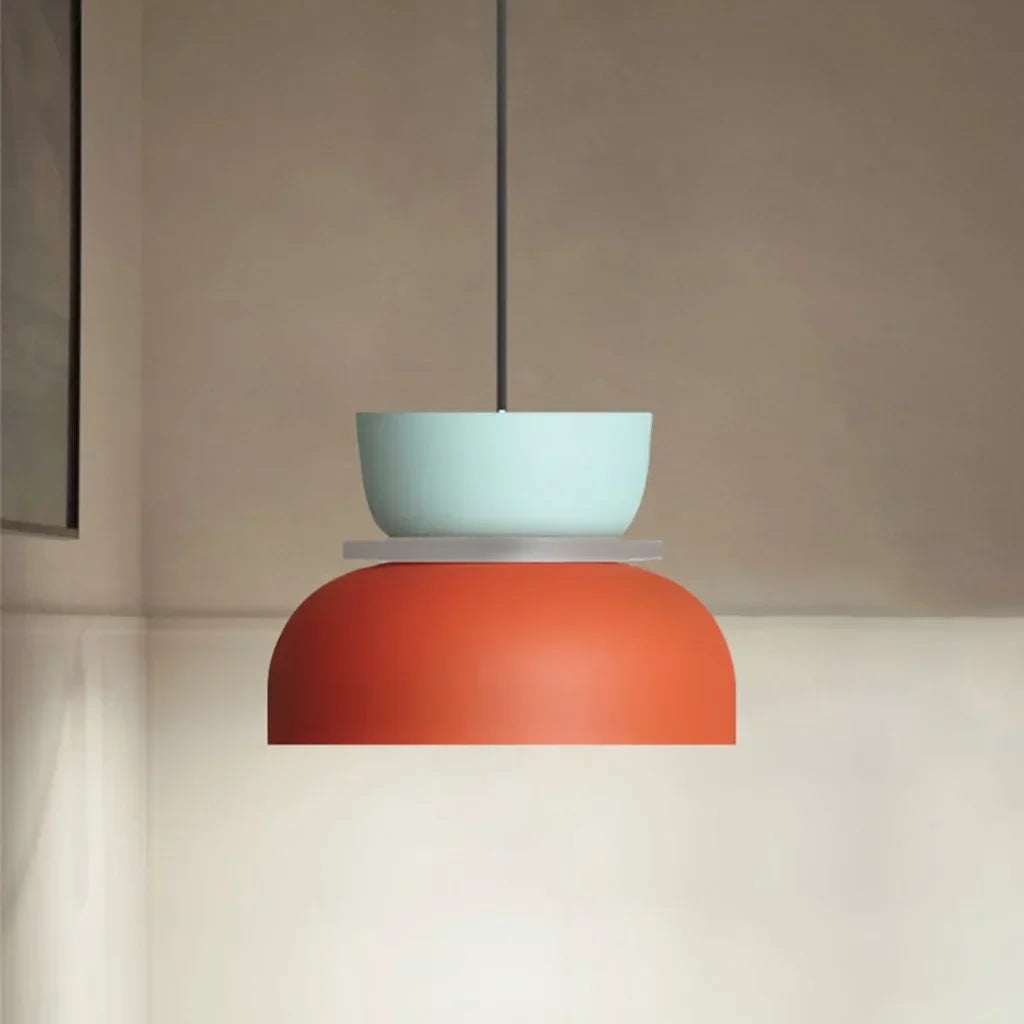 Suspension Scandinave Bicolore à Deux Abat-Jours Superposés pour Salle à Manger et Séjour Contemporain | Koossa