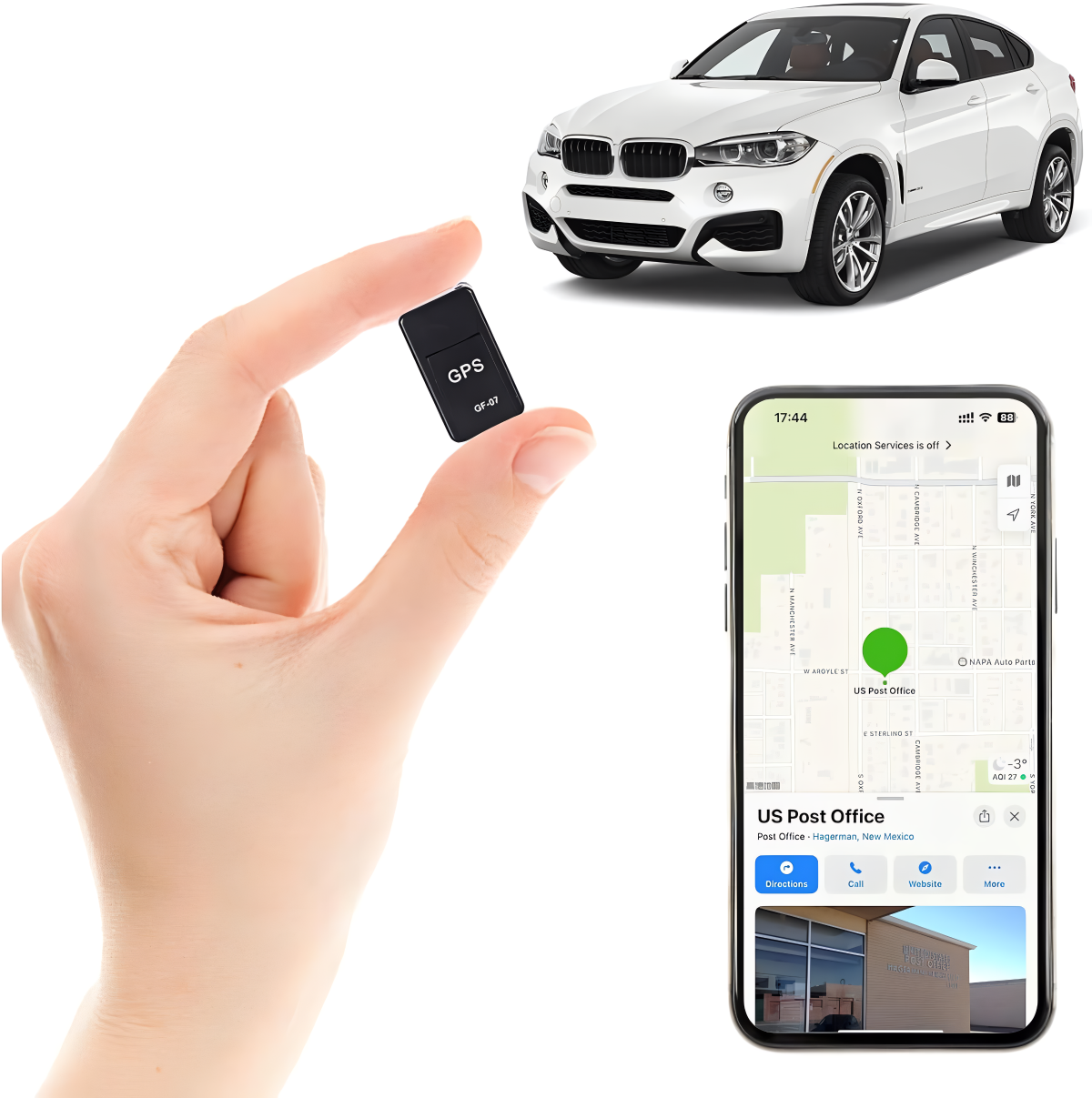 Magnetic Mini GPS Tracker, Real-Time Vehicle Tracking Device, Waterproof, SOS Alarm, Car Motorcycle Luggage Locator, Black | Lonoma