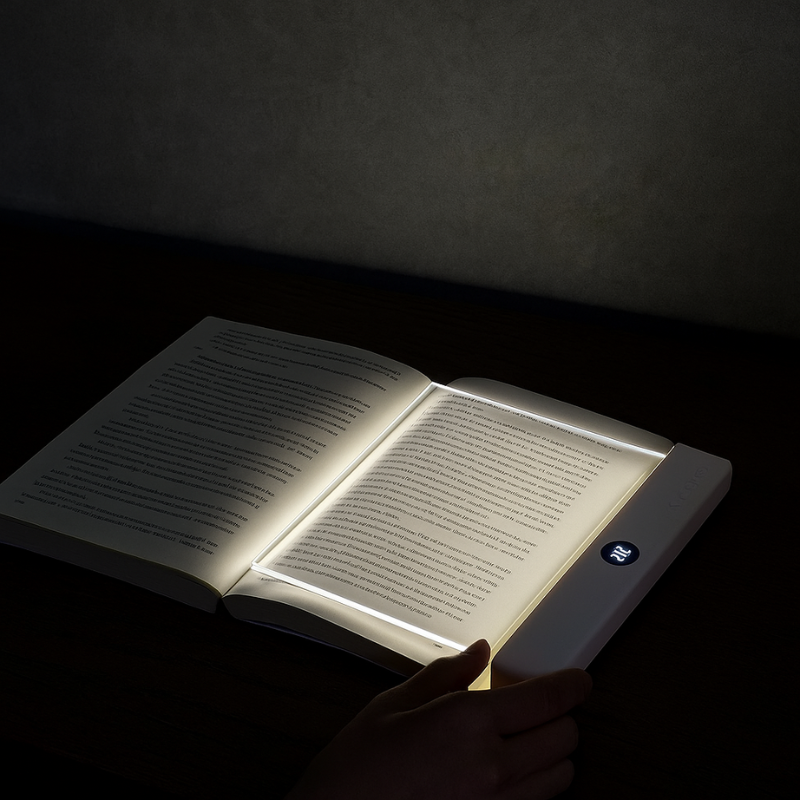 Lampe de lecture LED ultra-fine rechargeable trois intensités avec minuteur éclairage homogène sans ombre | Koossa