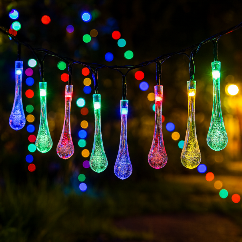 Solar String Lights Outdoor, 30 LED Teardrop Fairy Lights, Waterproof, 8 Modes, Auto On/Off for Patio, Garden, Deck, Fence & Yard Decor | Lonoma