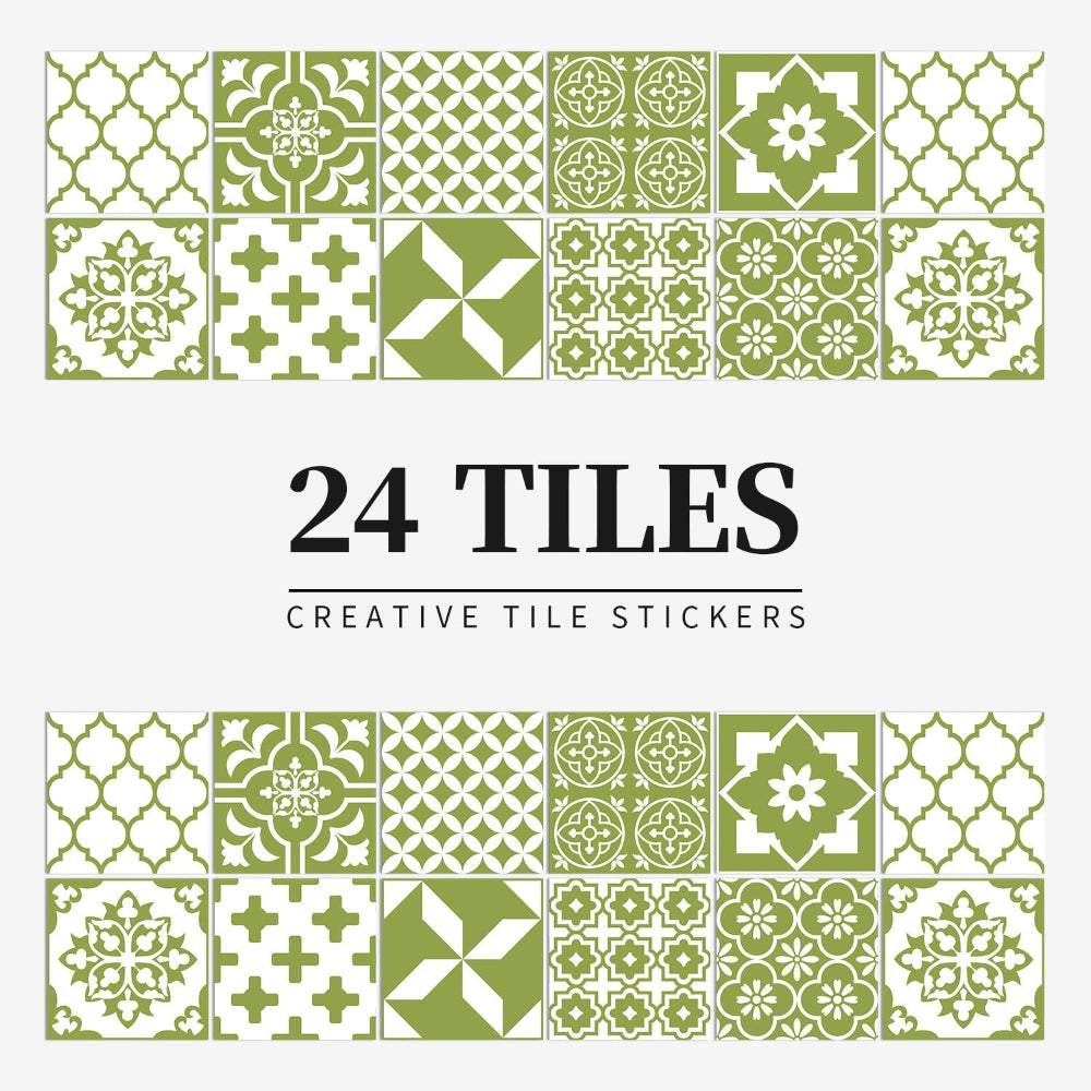 Stickers muraux adhésifs inspiration mandala portugais pour carrelage cuisine et salle de bains lot 24 pièces | Koossa