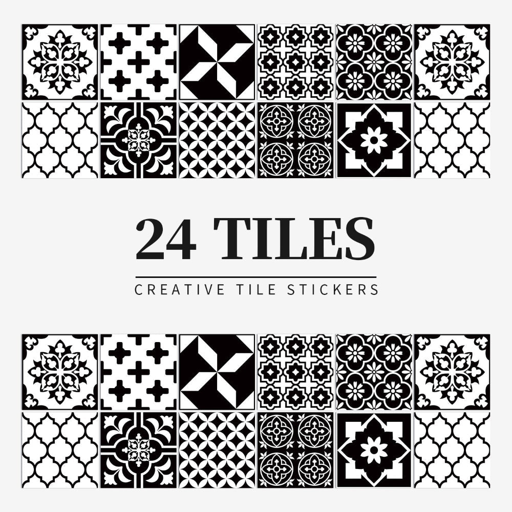 Stickers muraux adhésifs inspiration mandala portugais pour carrelage cuisine et salle de bains lot 24 pièces | Koossa